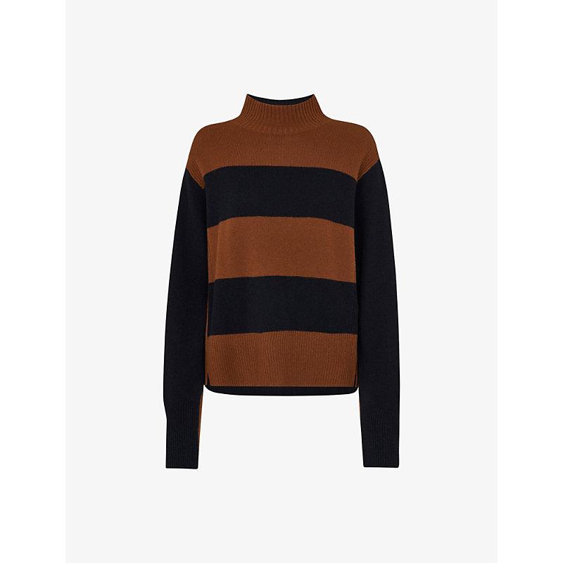 Colour-block wool jumper