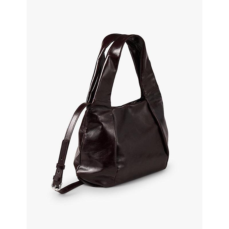 Detachable-strap leather shoulder bag