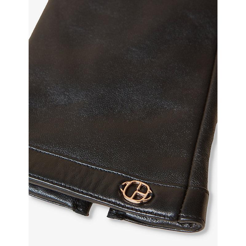 Brand-monogram leather gloves