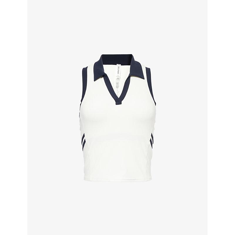 Austin collared contrast-trim stretch-woven top