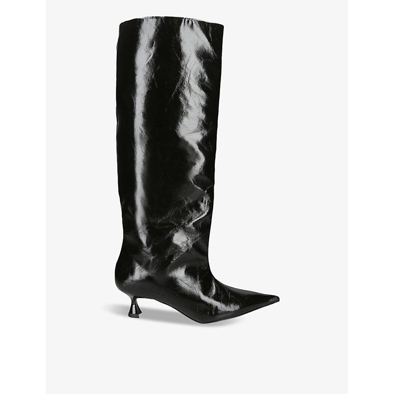 Slouchy recycled faux-leather knee-high boots