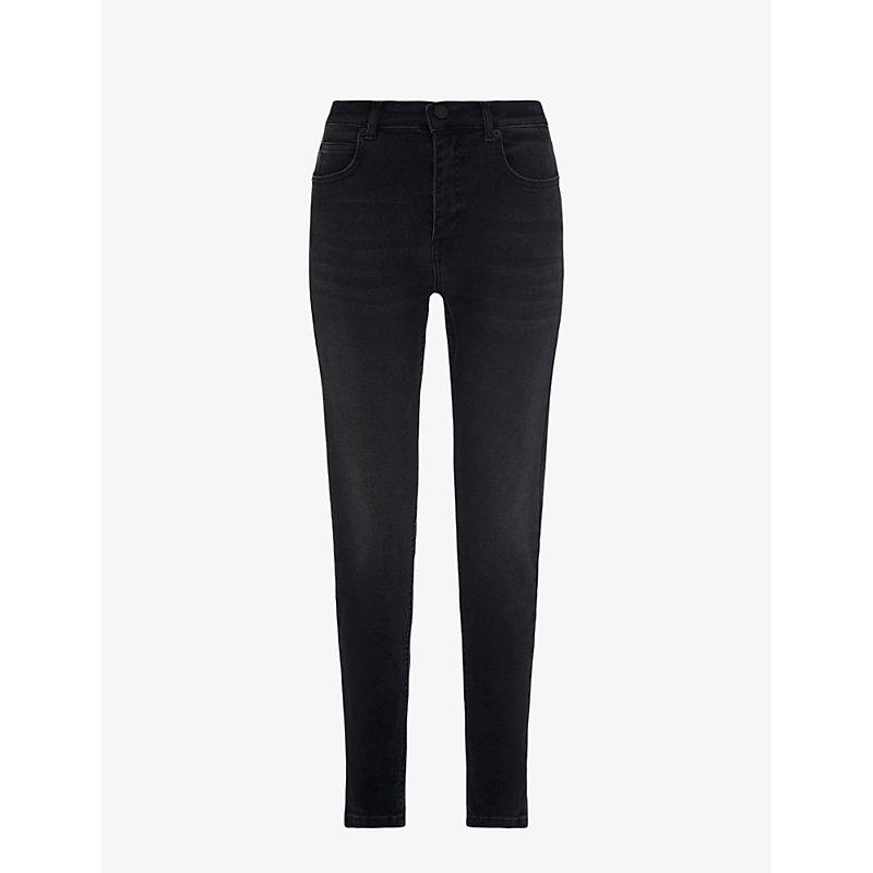 High-rise sculpted stretch-denim skinny jeans