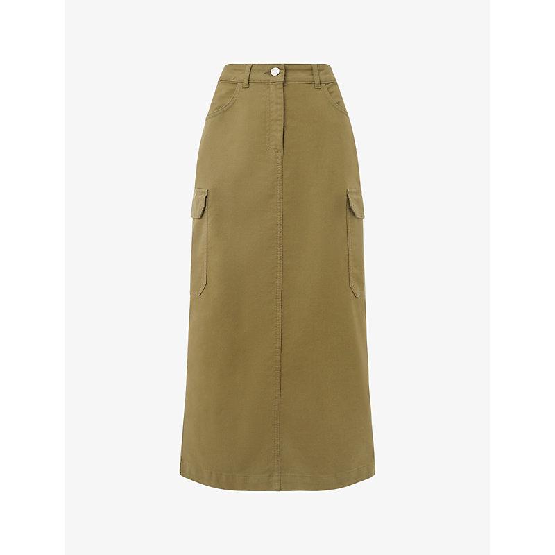 Tessa cotton-blend cargo midi skirt