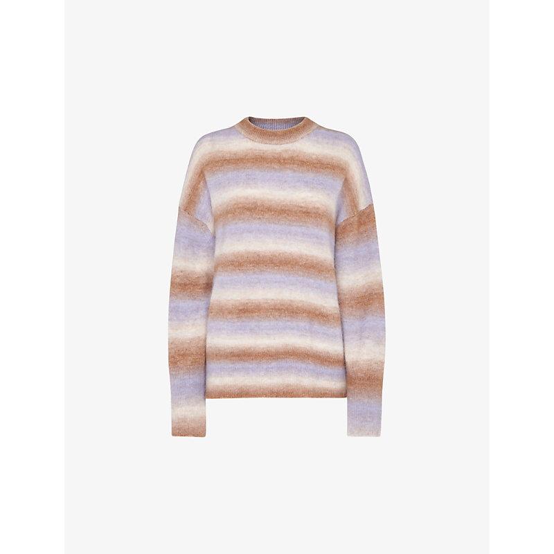 Striped round-neck knitted jumper