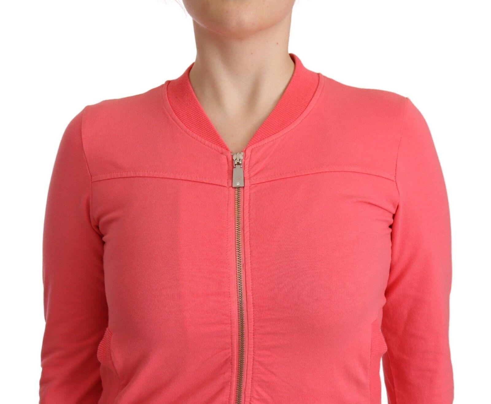 Blumarine Pink 3/4 Sleeve Zip Embellished Sweater