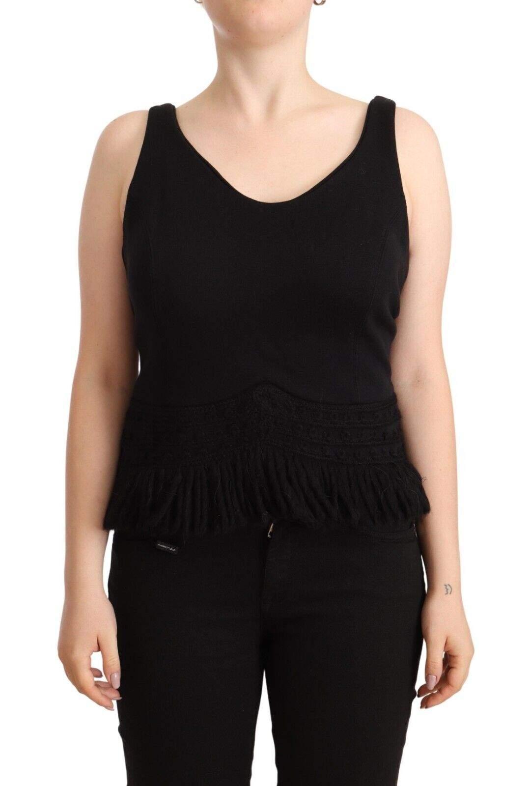 Erno Scervino Black Cotton Sleevelesss Tank Casual Top