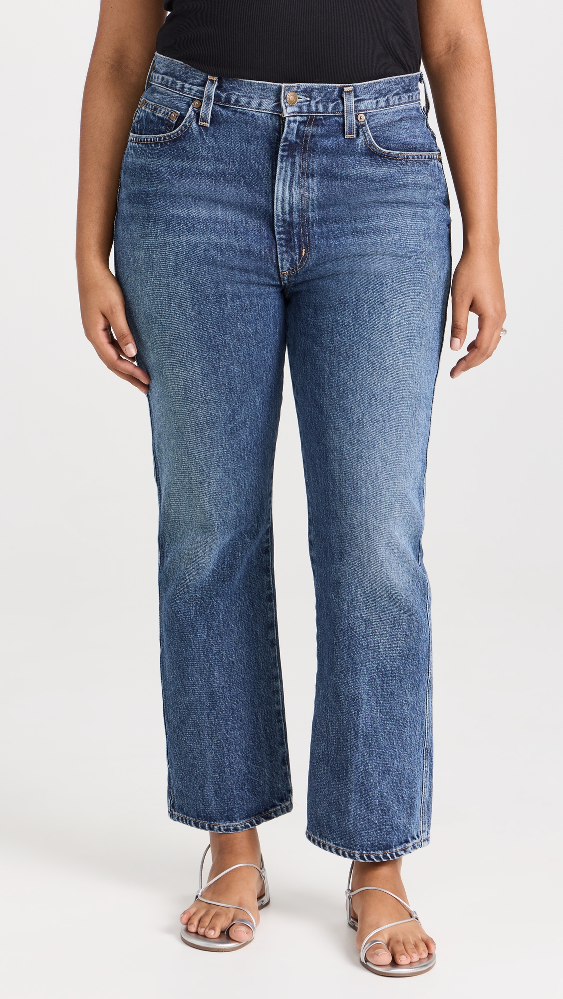 Pinch Waist High Rise Kick Jeans