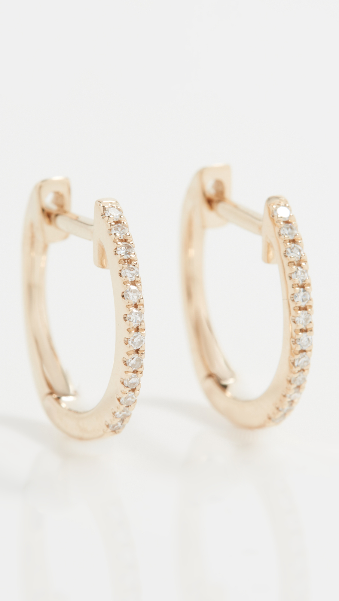 14k Gold Diamond Huggie Earrings