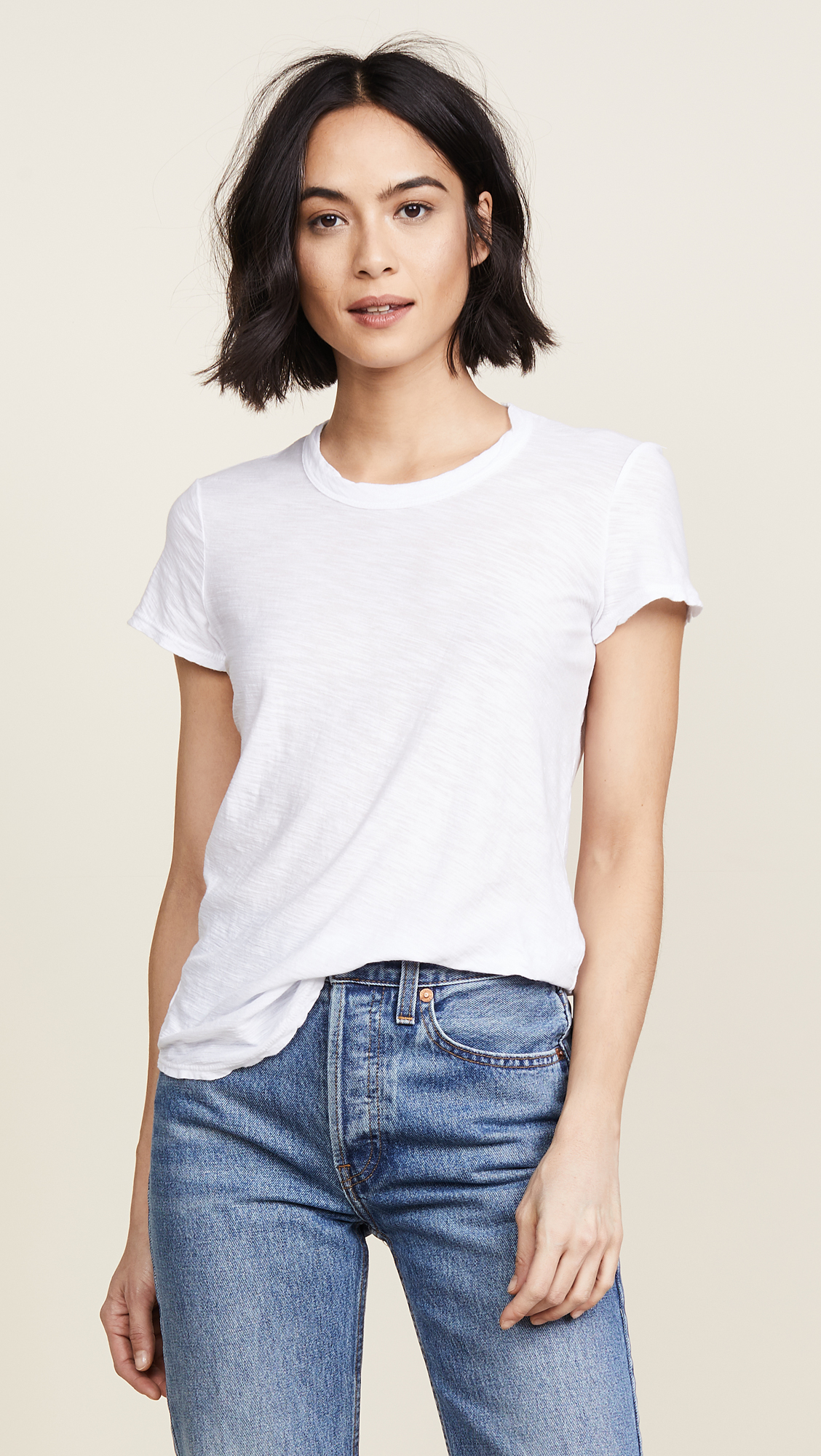 Sheer Slub Crew Neck Tee