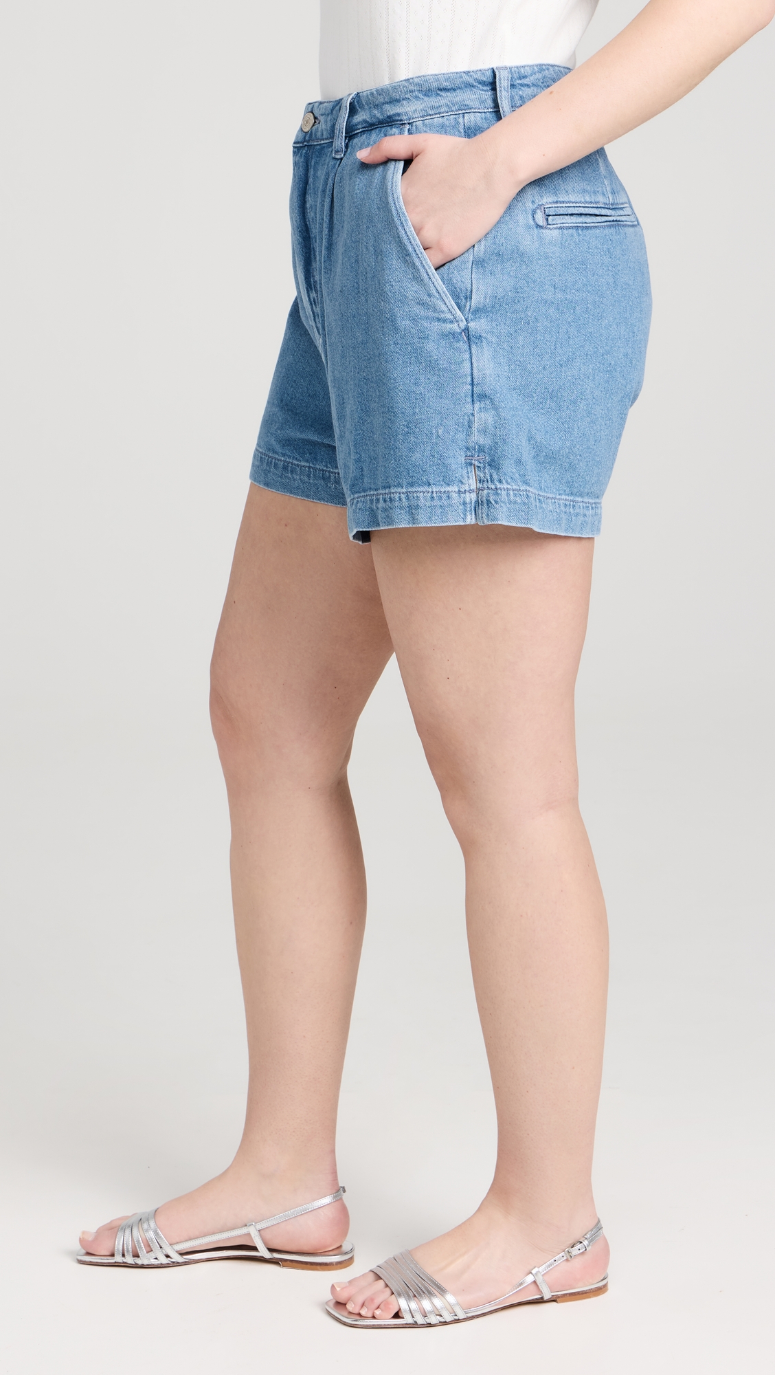 Elana Pleated Denim Shorts