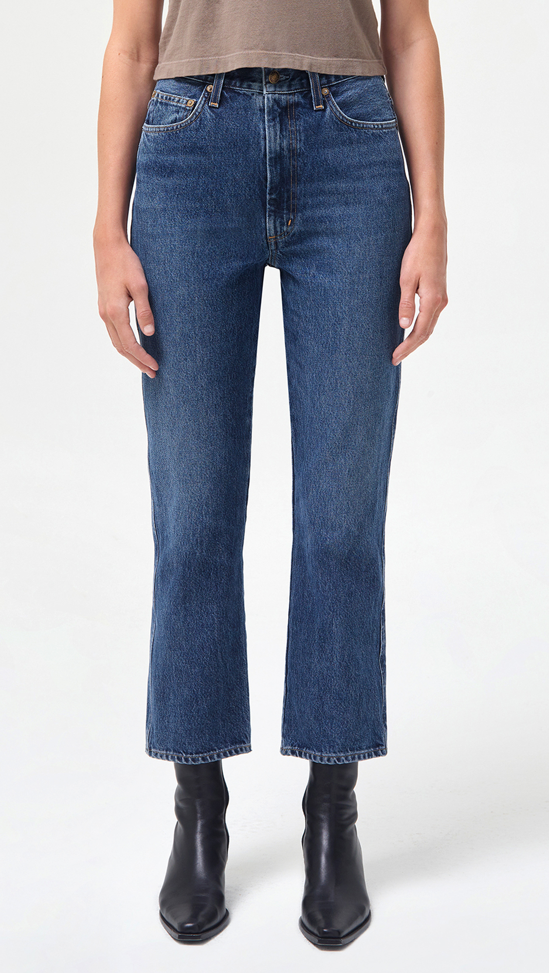 Pinch Waist High Rise Kick Jeans