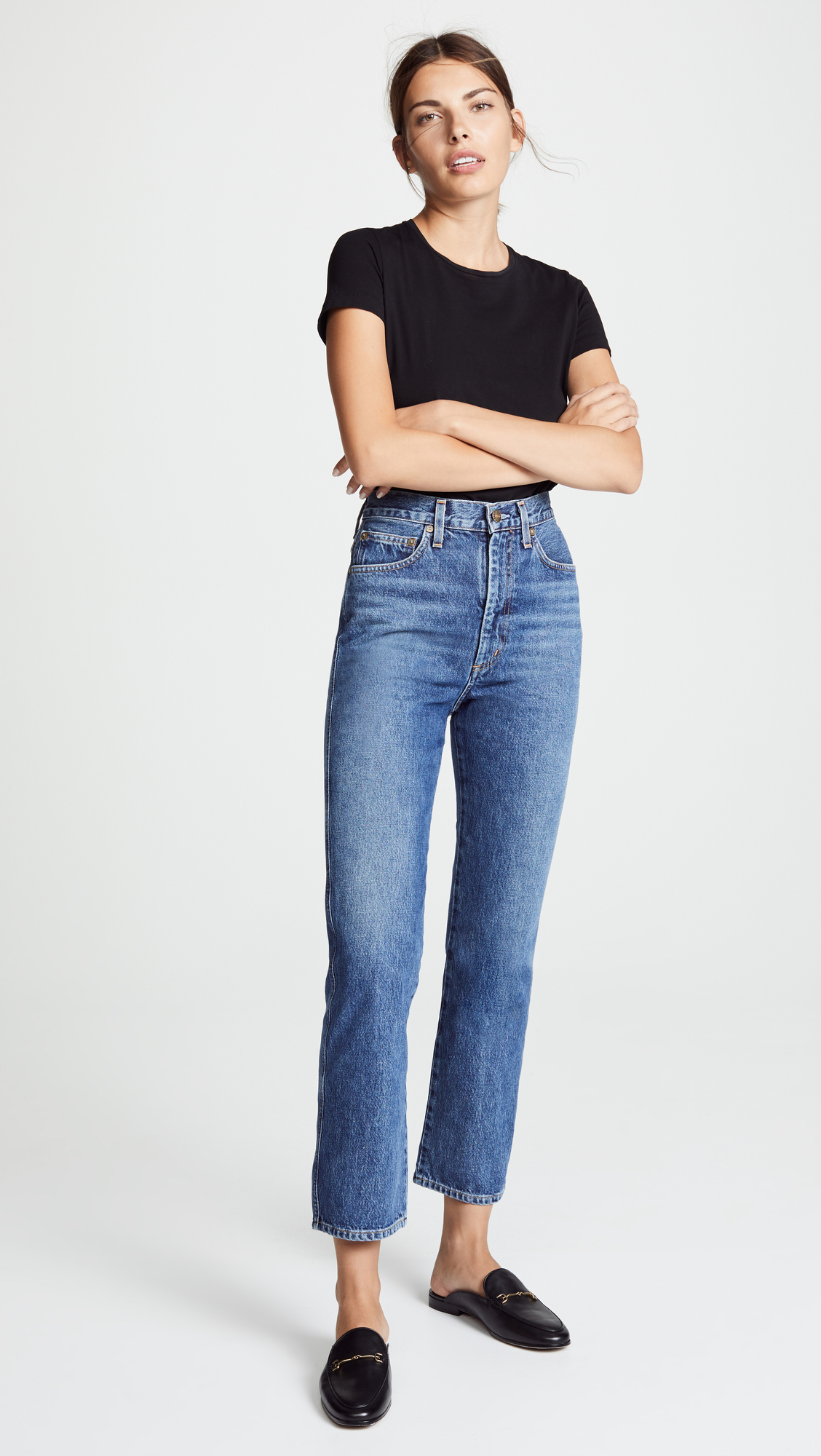 Pinch Waist High Rise Kick Jeans