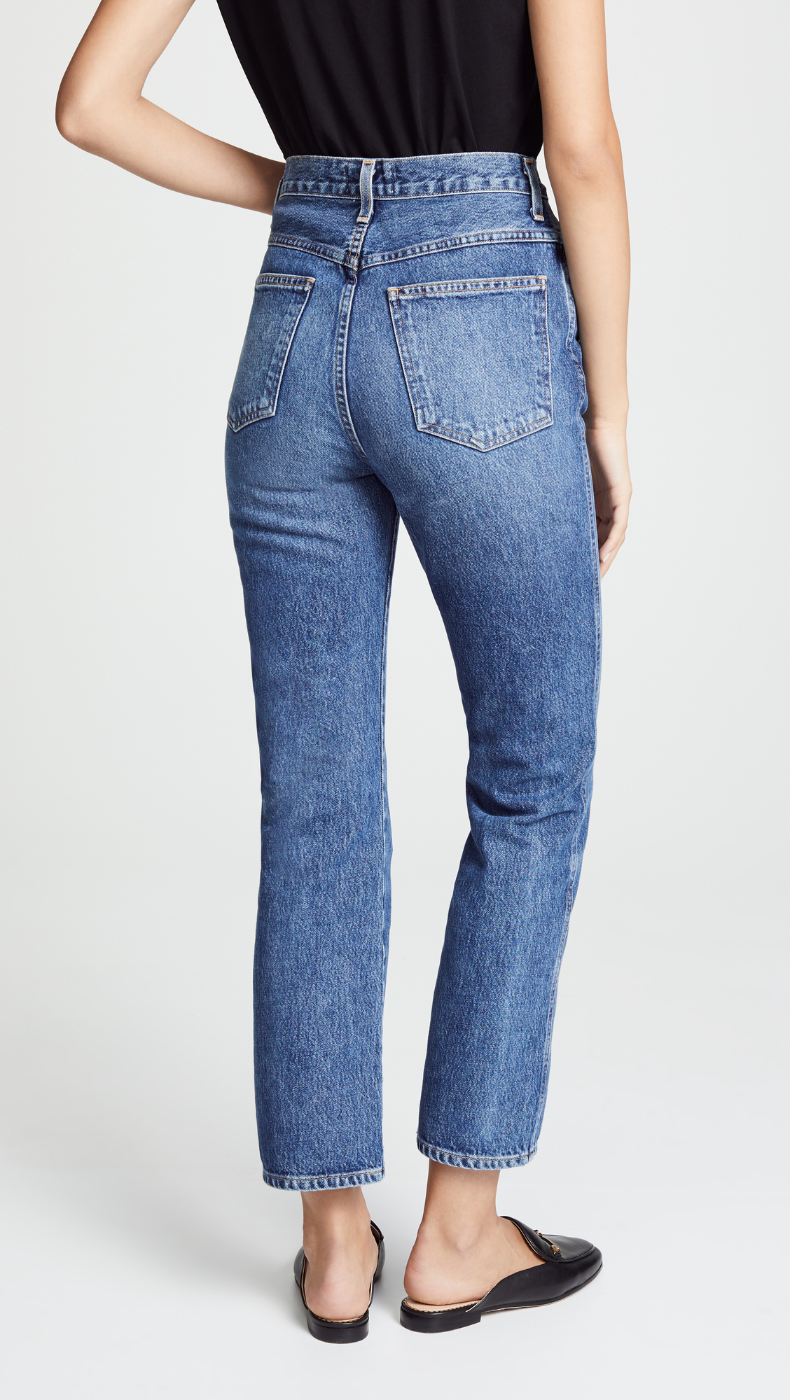 Pinch Waist High Rise Kick Jeans