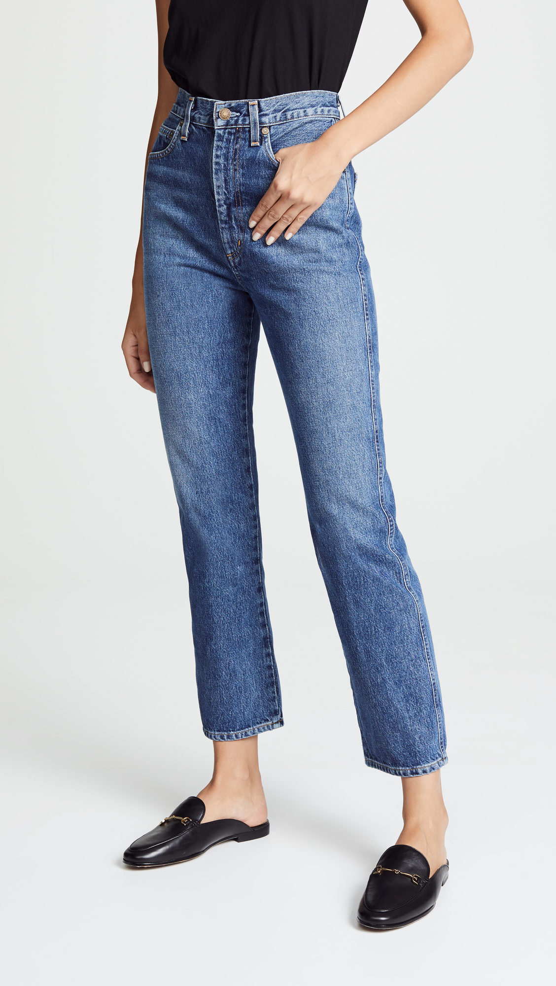 Pinch Waist High Rise Kick Jeans