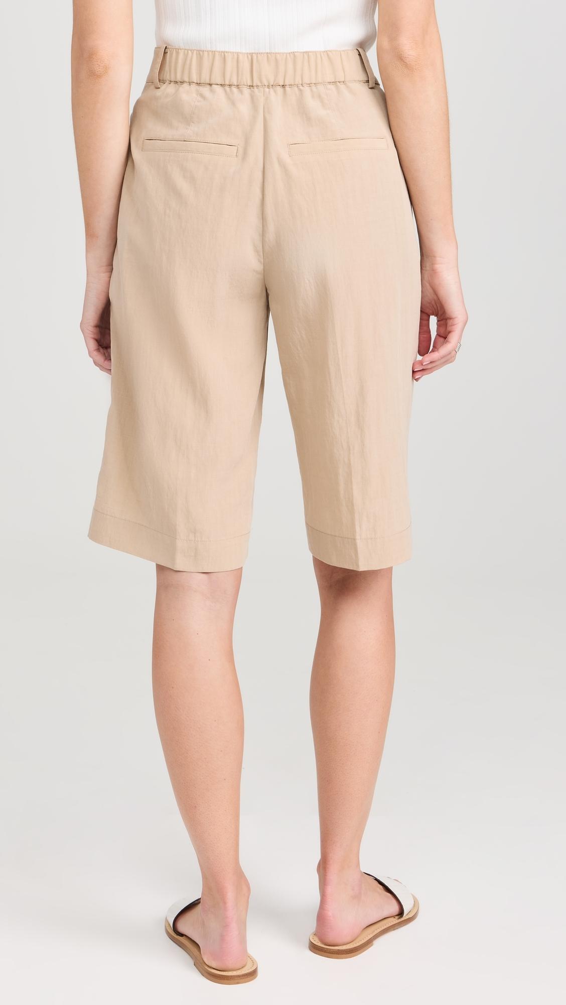 Mid Rise Textured Tailored Shorts