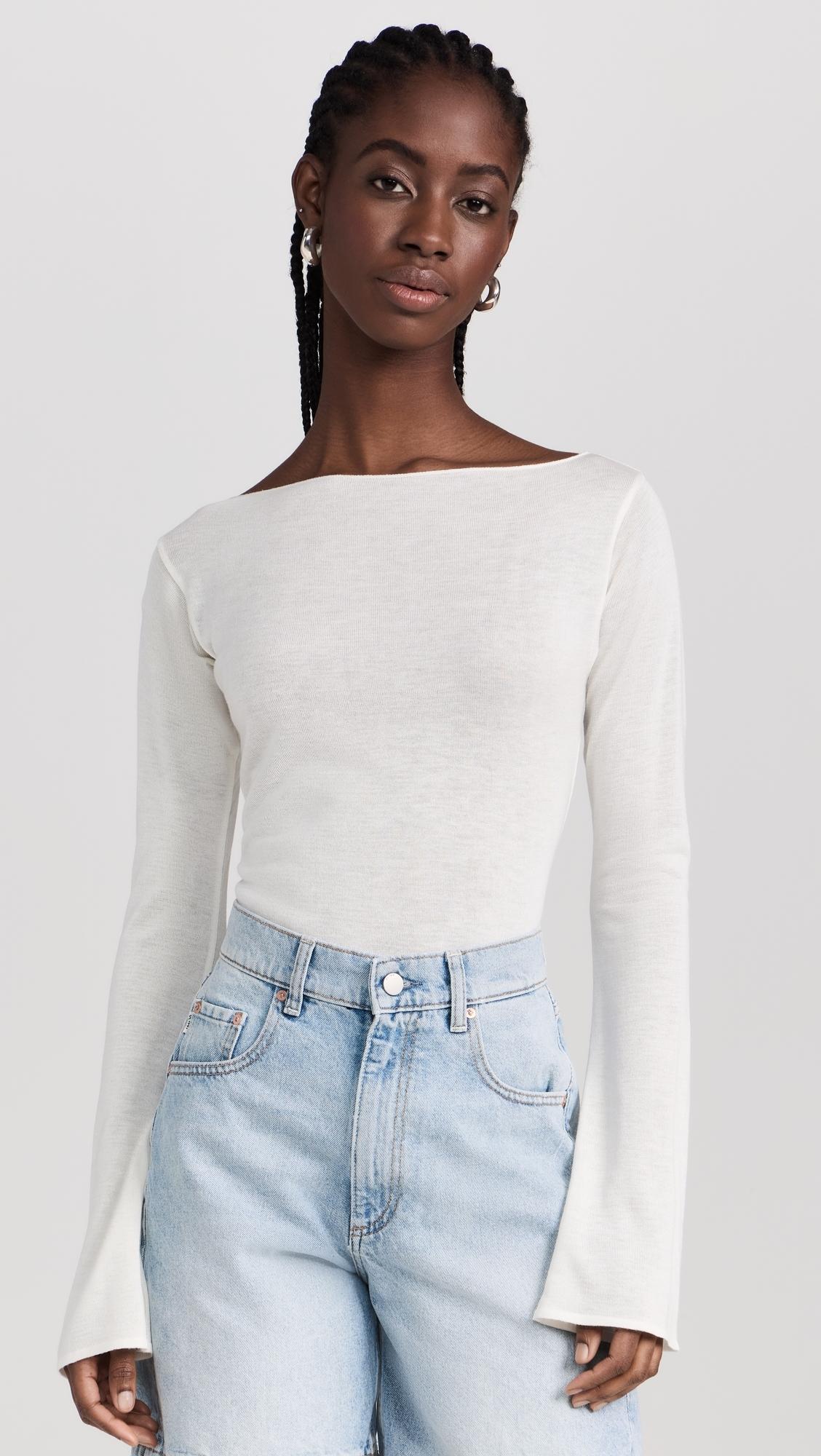 Long Sleeve Boat Neck Top