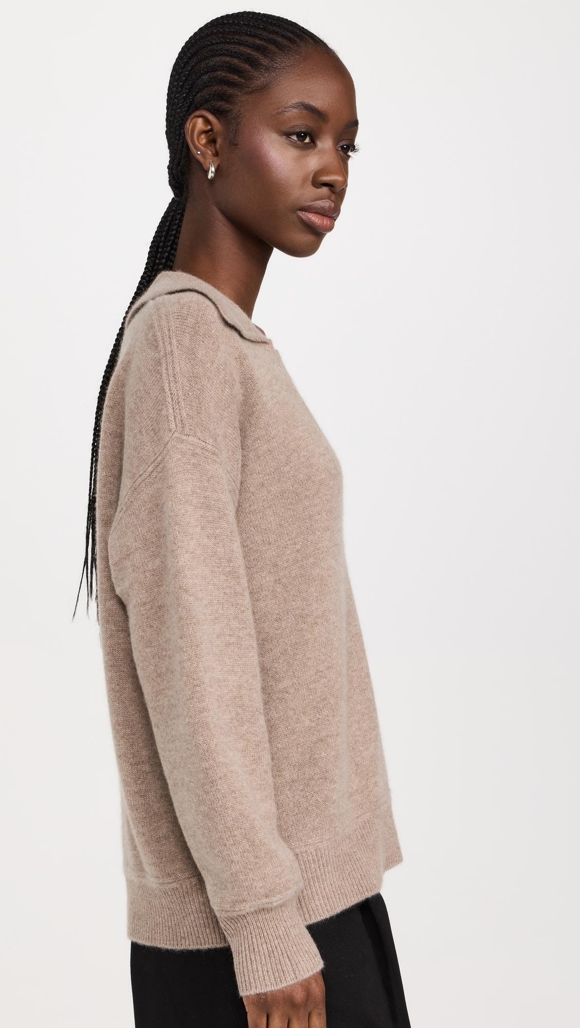 Cashmere V Neck Collared Sweater