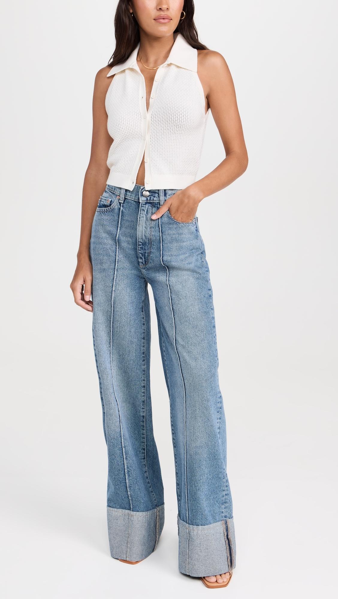 Hepburn Wide Leg Jeans: High Rise Vintage 32'