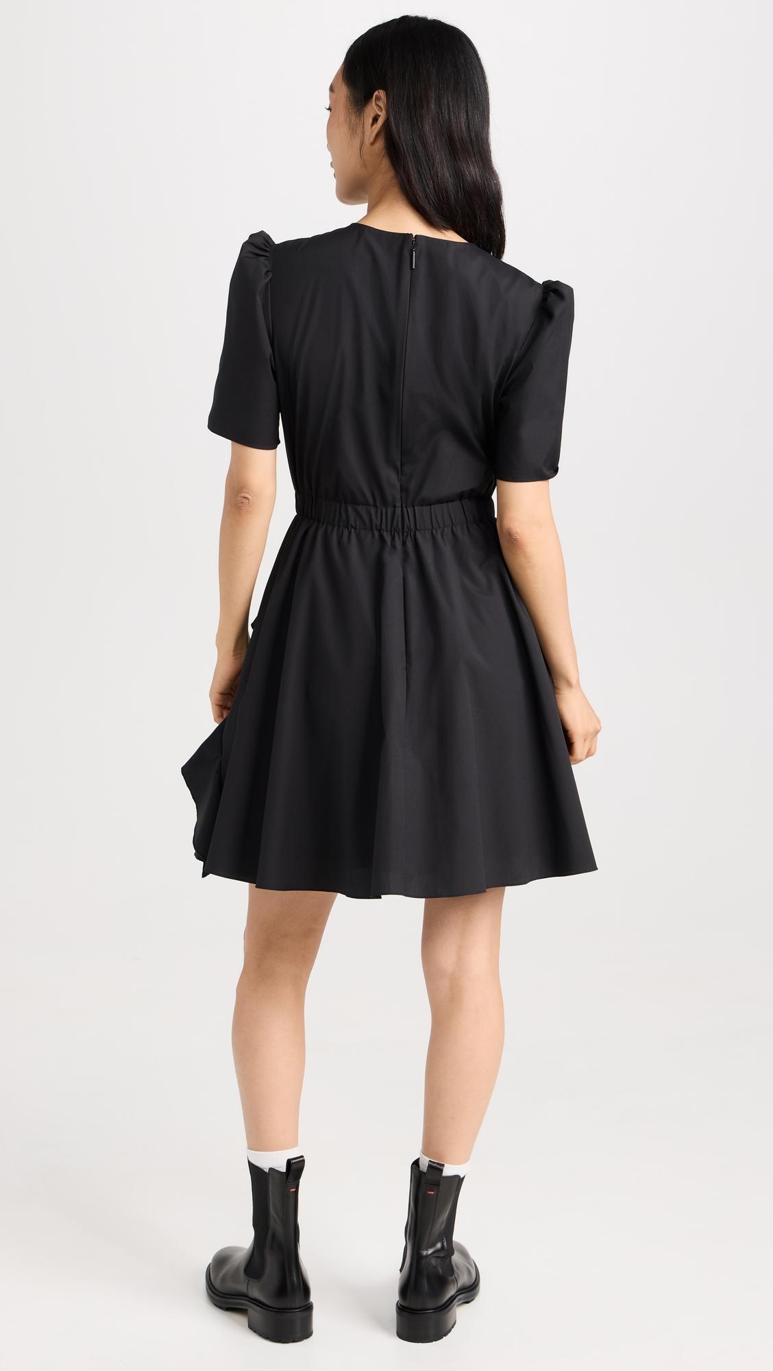 Short Sleeve Cotton Crew Neck Dress with Ruffle Skirt