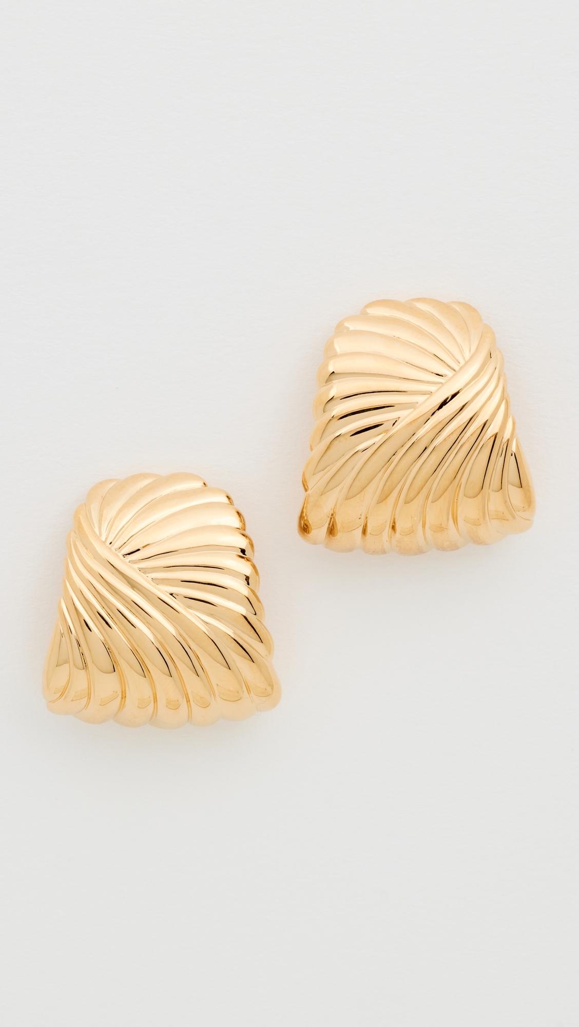 Wavy Ridge Ripple Oversized Stud Earrings