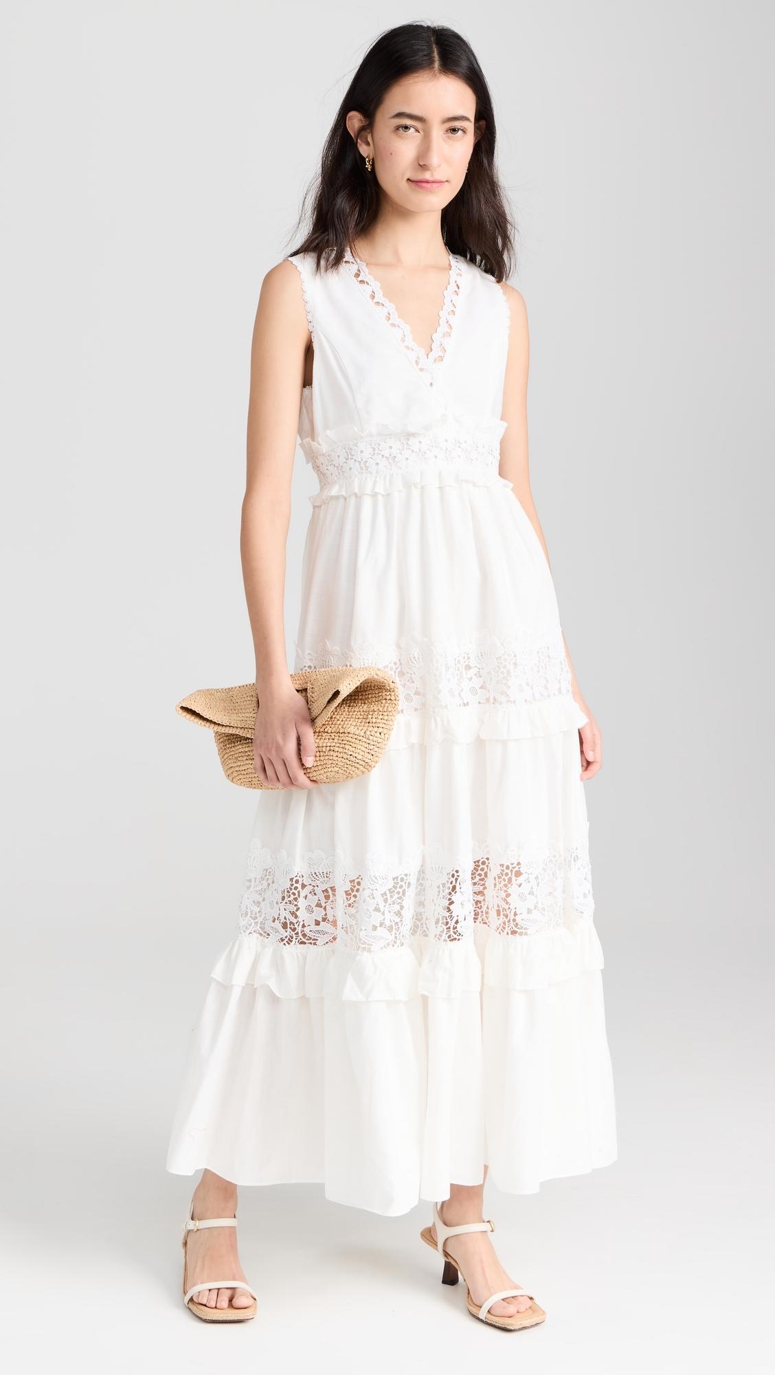 Sleeveless Lace Mixed Long Dress