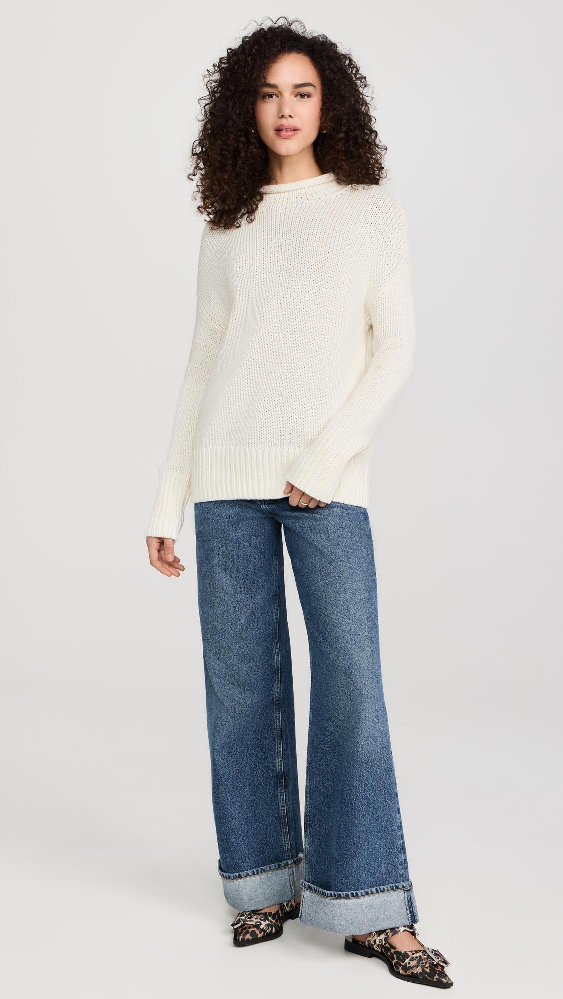 Mock Neck Solid Marina Sweater