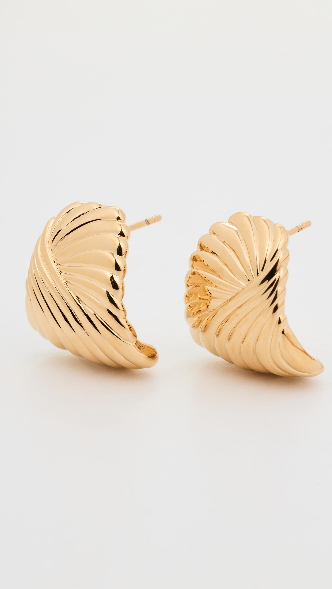 Wavy Ridge Ripple Oversized Stud Earrings