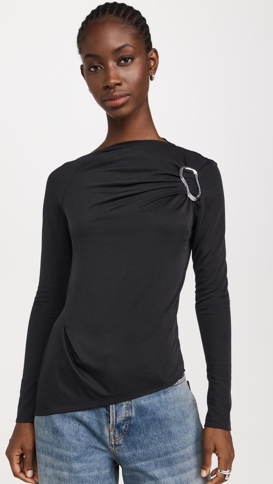 Long Sleeve Top With Fixed Buckle