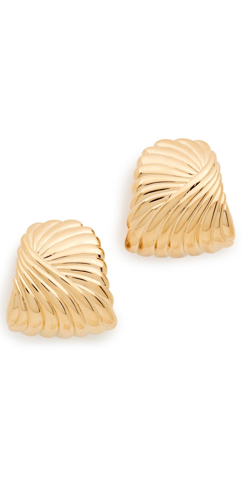 Wavy Ridge Ripple Oversized Stud Earrings