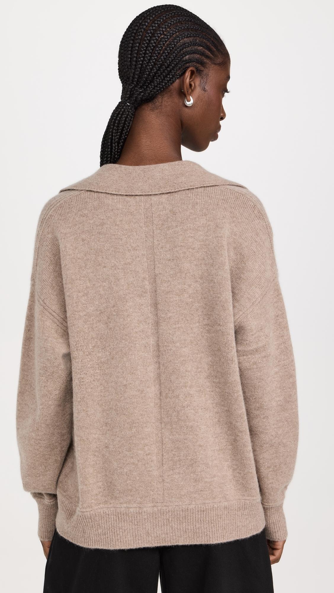 Cashmere V Neck Collared Sweater