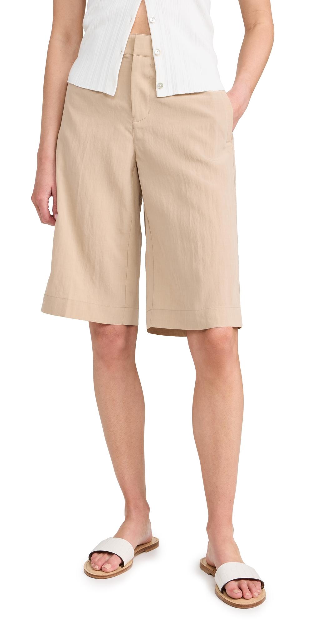 Mid Rise Textured Tailored Shorts