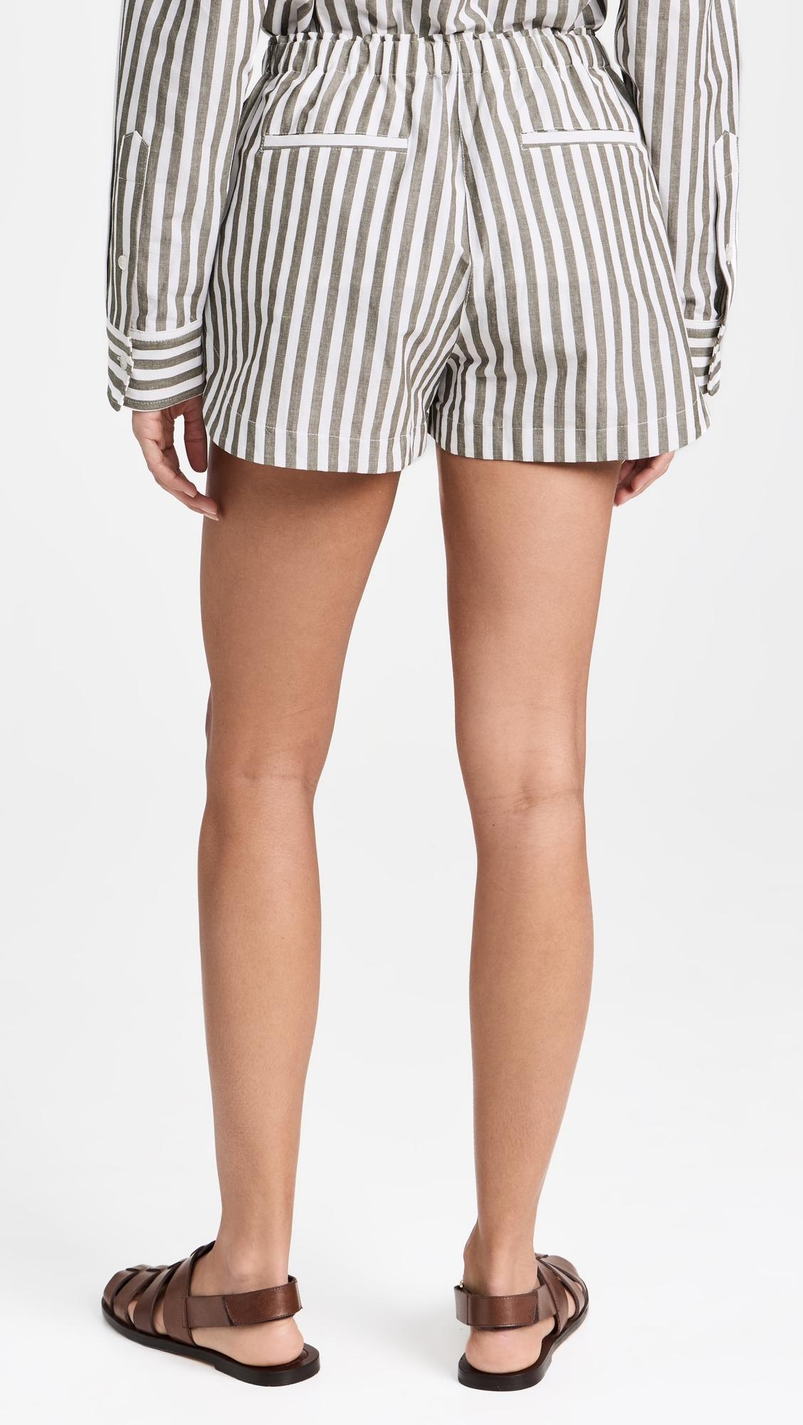 Striped Elastic Waist Shorts