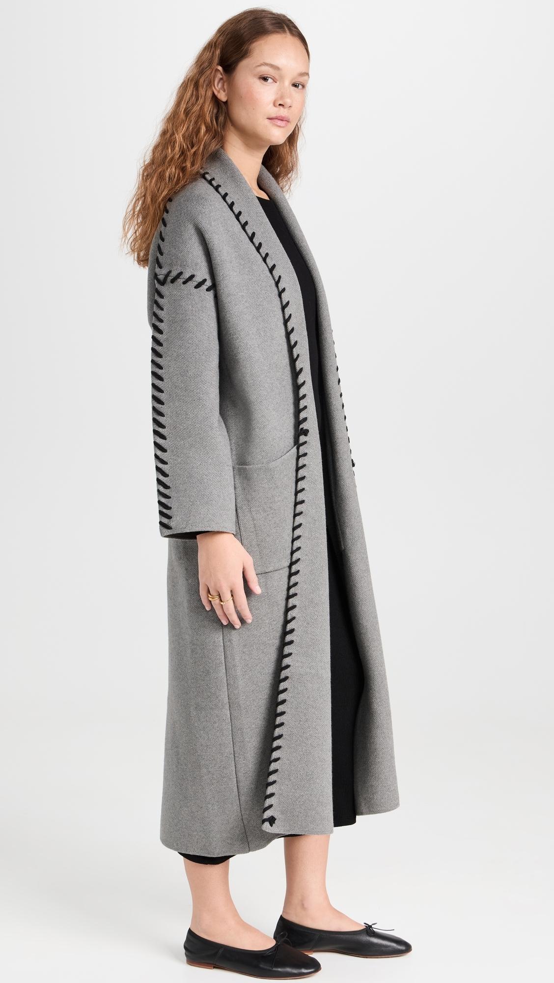 Whip Stitched Long Knit Cardigan