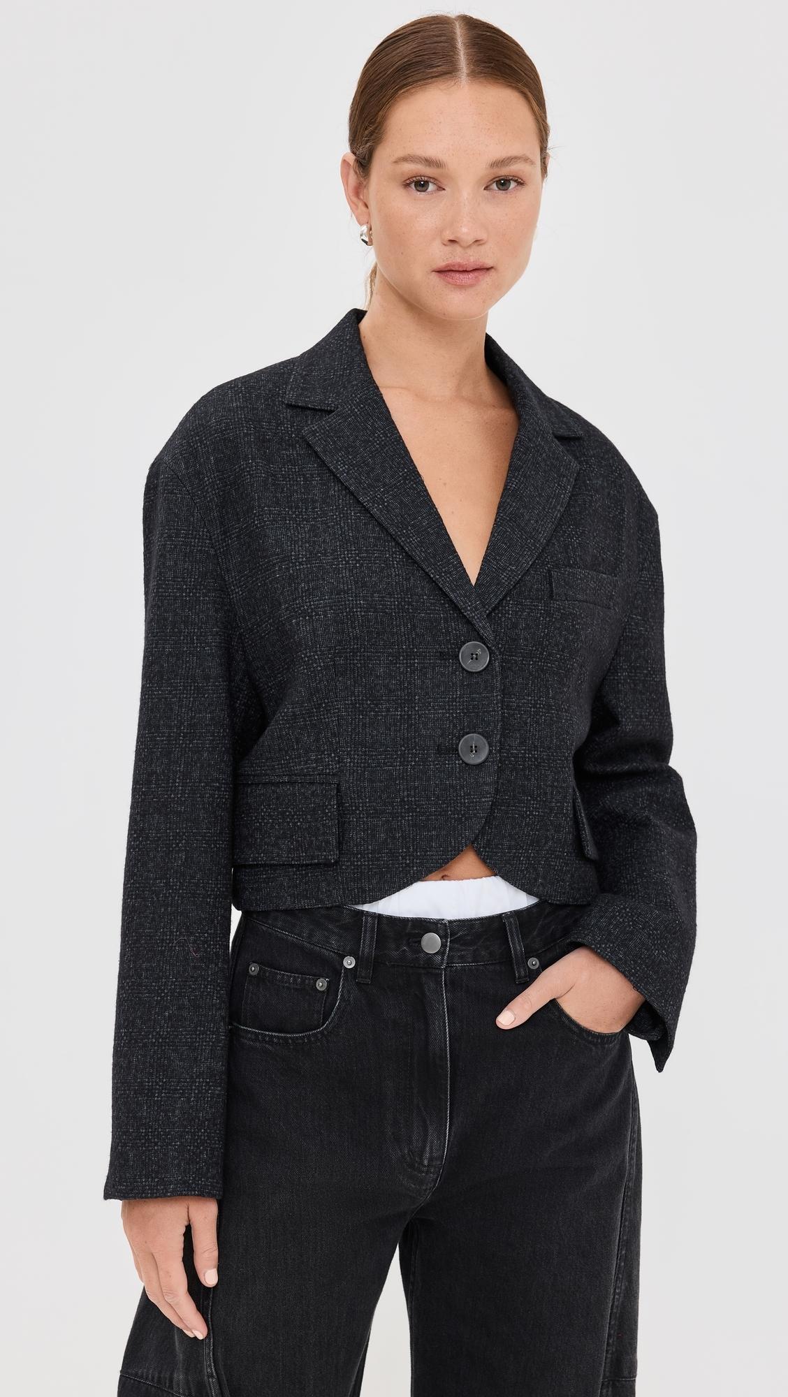 Kian Glenplaid Cropped Bomber Blazer