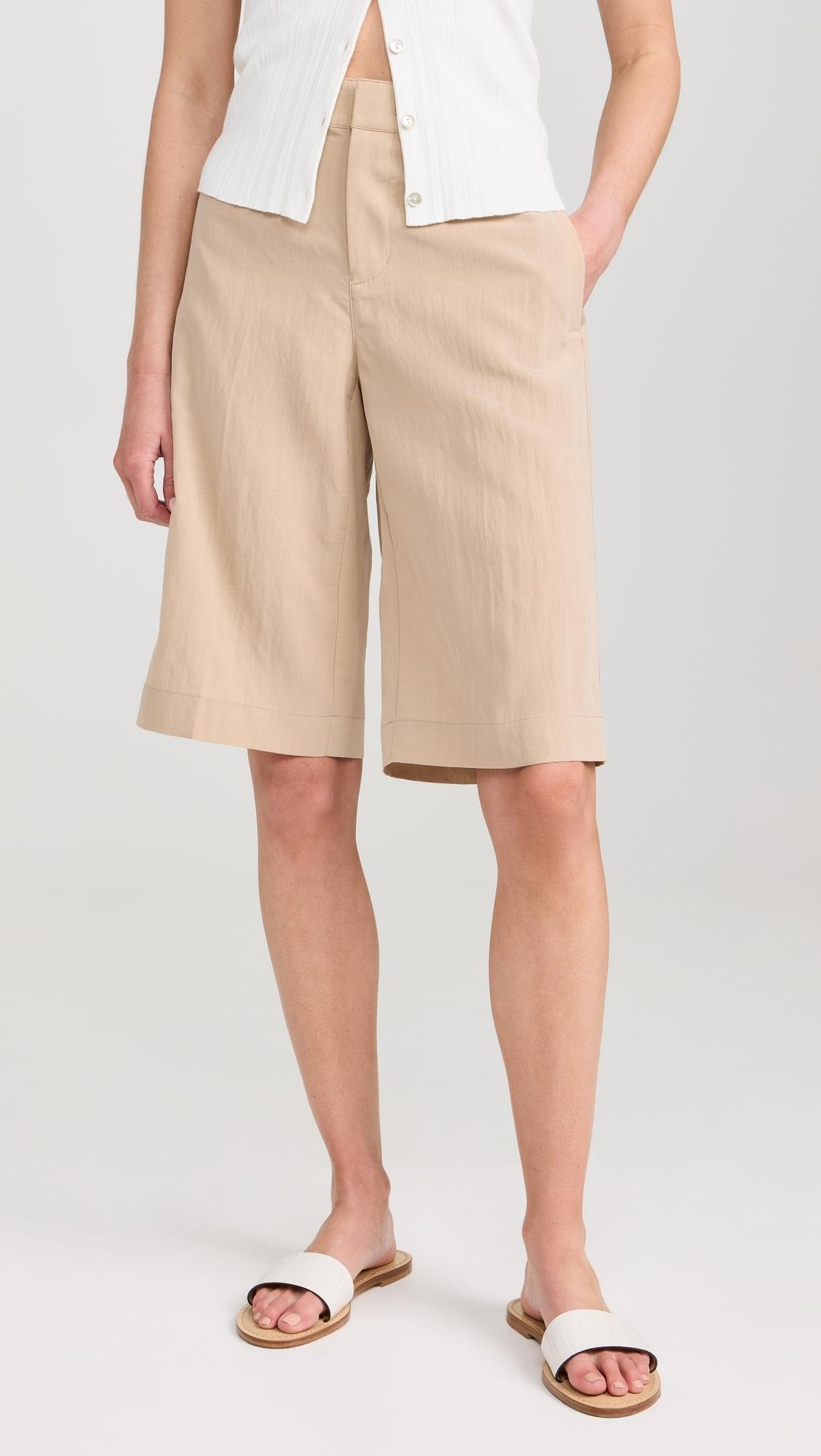 Mid Rise Textured Tailored Shorts