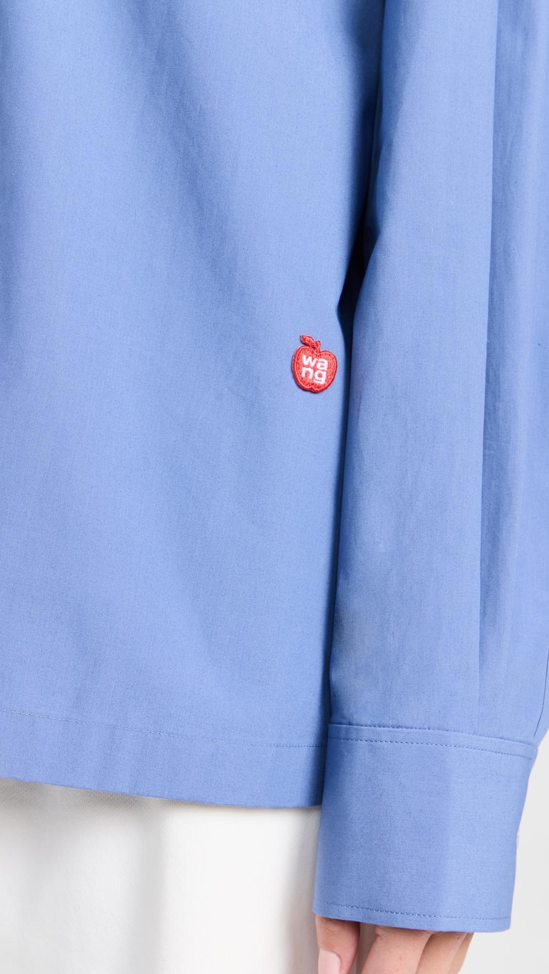 Button Up Long Sleeve Shirt with Logo Apple Patch