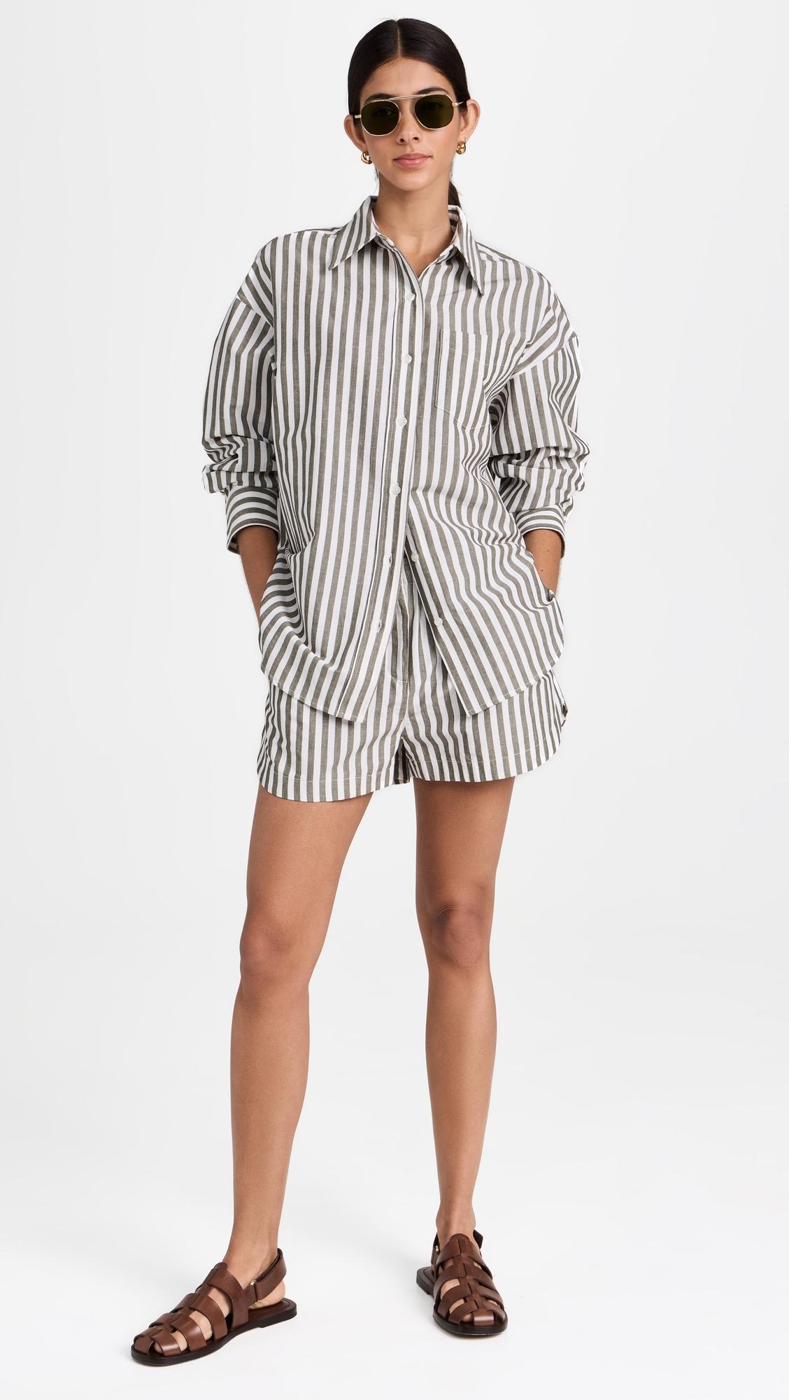 Striped Elastic Waist Shorts