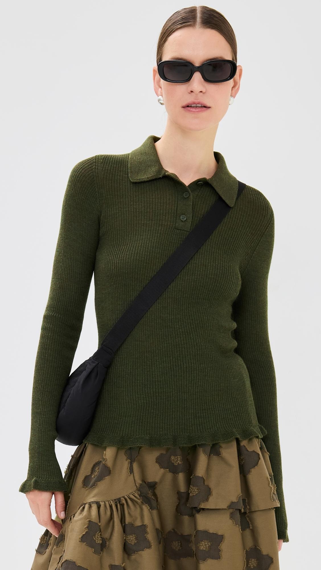 Oda Top Lightweight Knit Olive Grey