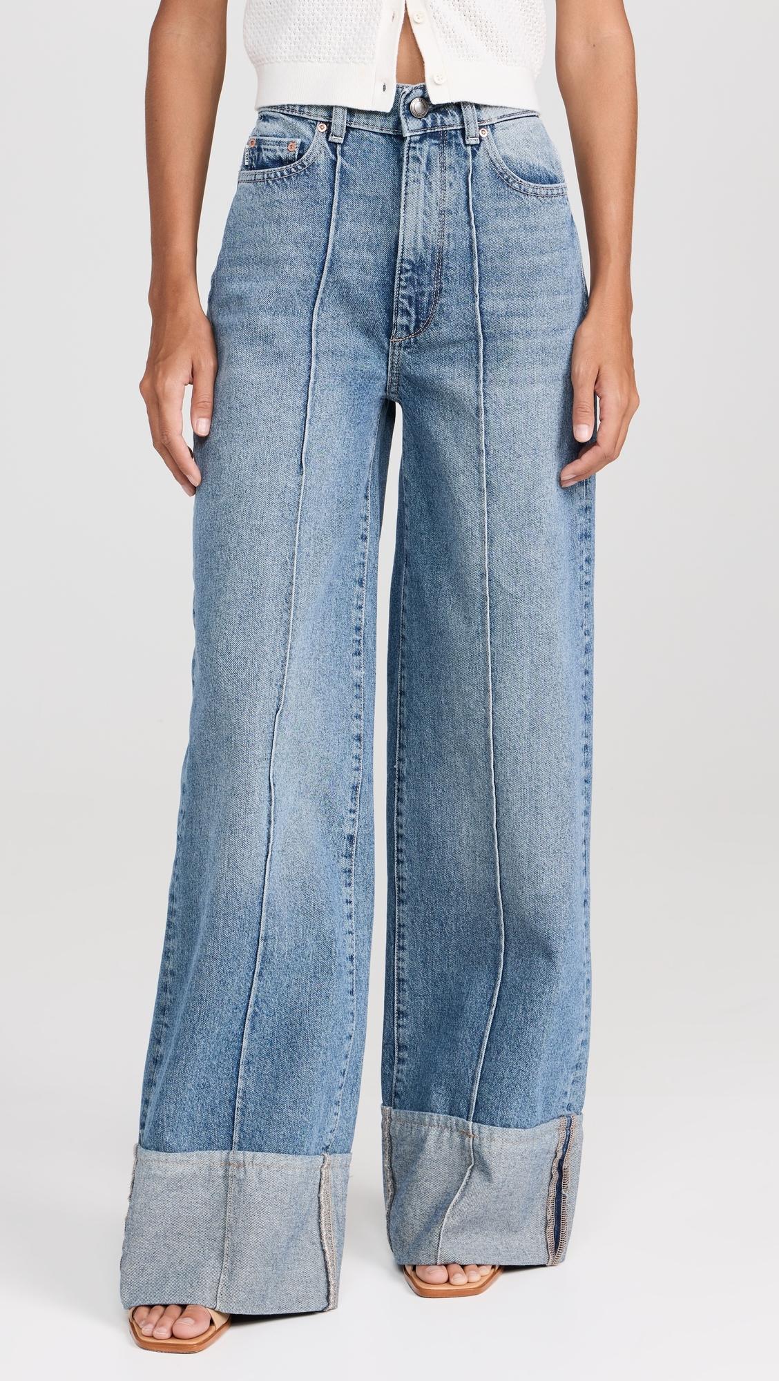 Hepburn Wide Leg Jeans: High Rise Vintage 32'