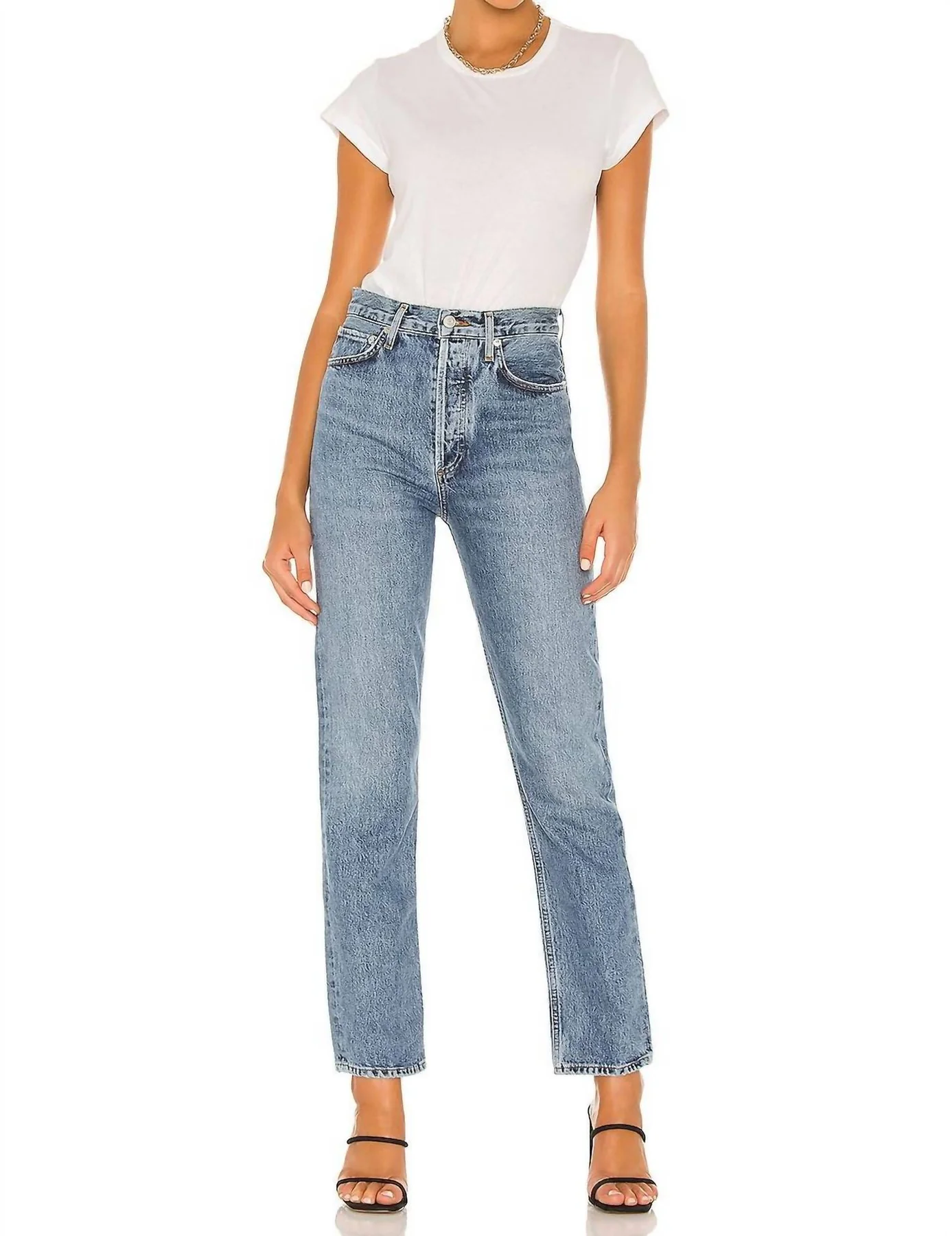 90's pinch waist high rise straight jeans in navigate