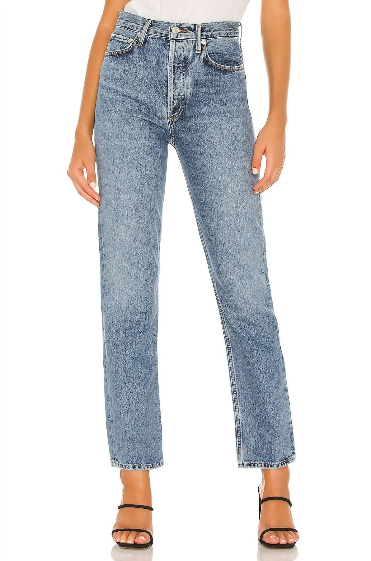 90's pinch waist high rise straight jeans in navigate