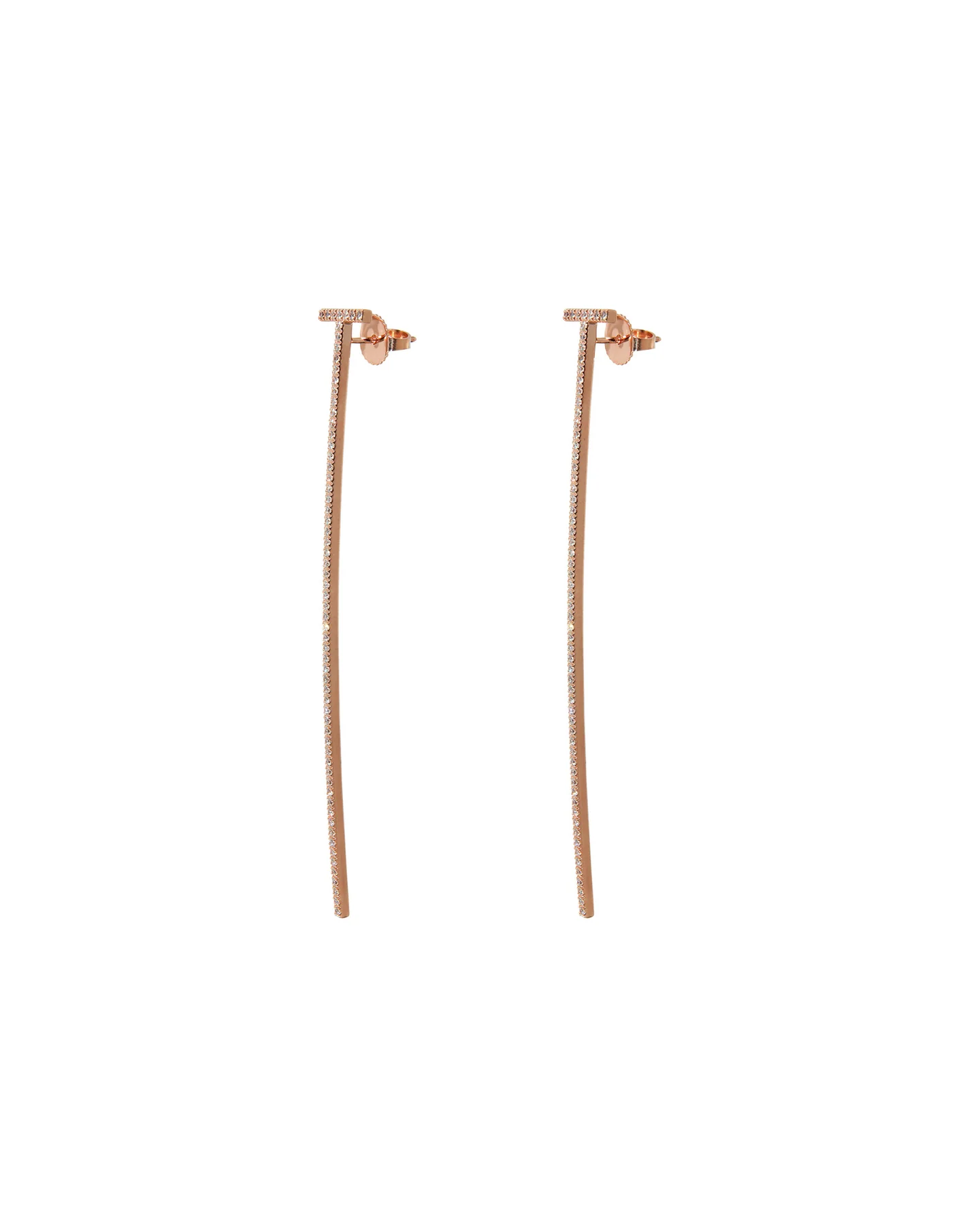 . tiffany t elongated wire bar  earrings in 18k rose gold 0.47 ctw