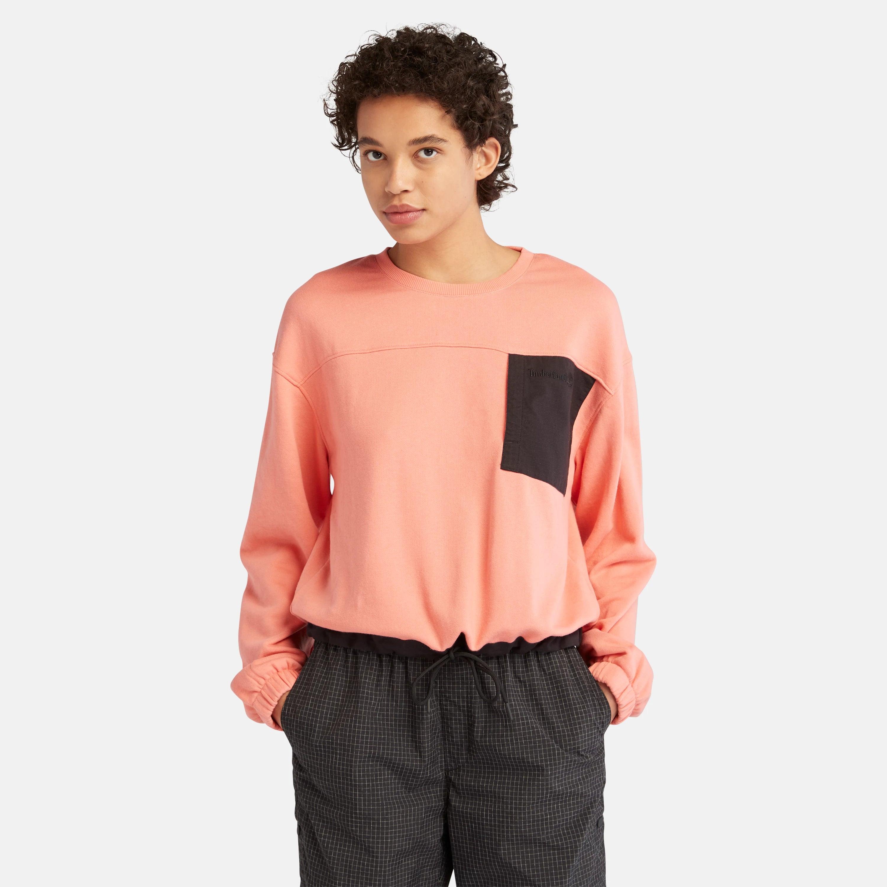 women's mixed-media crew neck sweatshirt