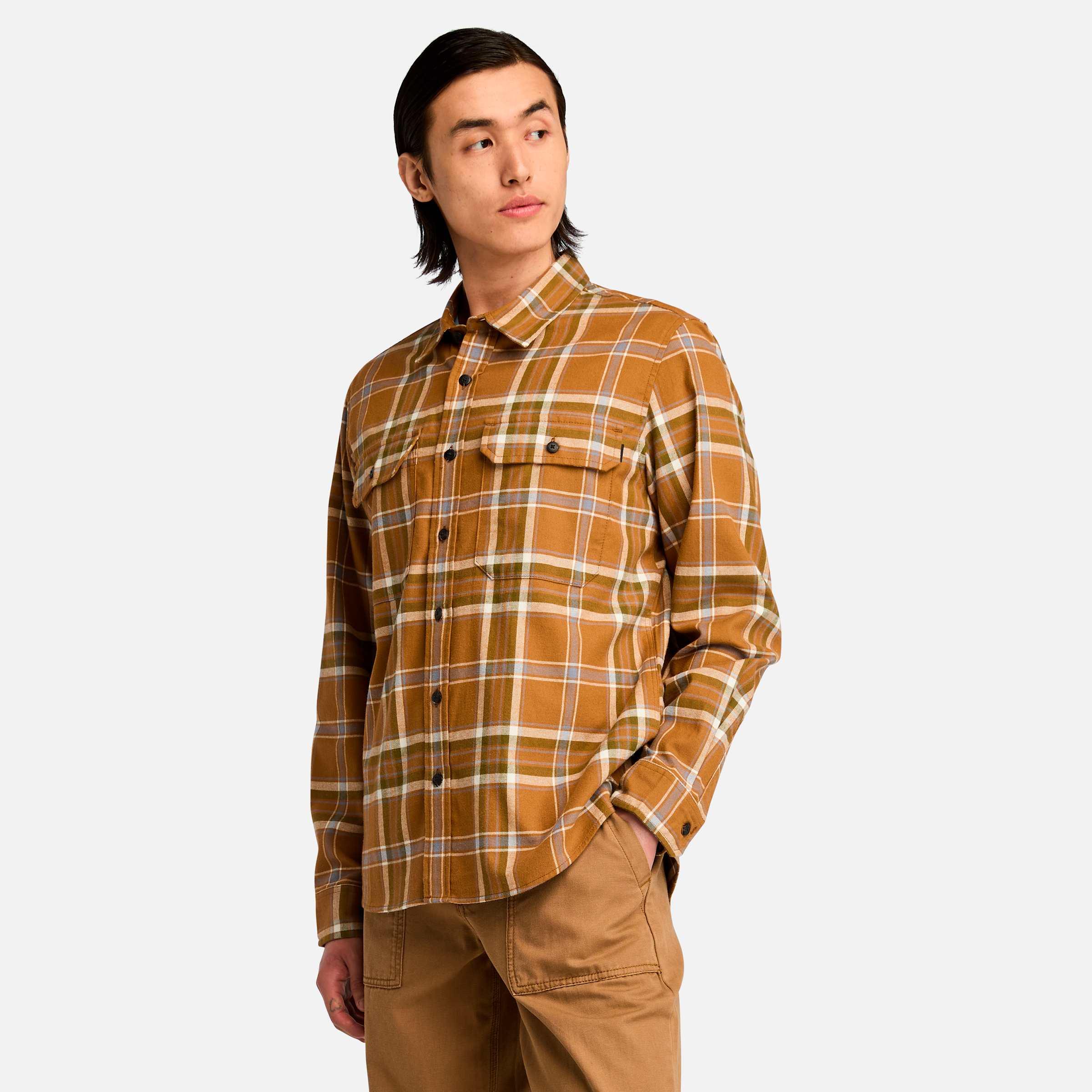 men's flap pocket plaid overshirt