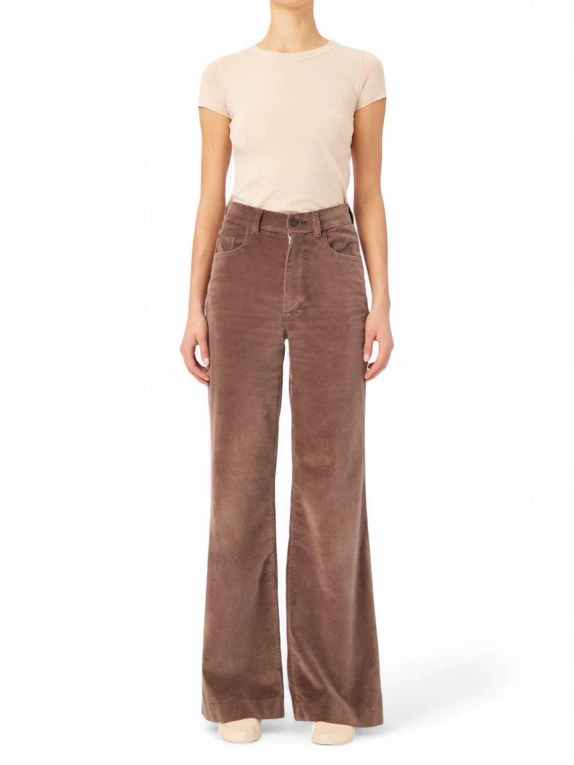 hepburn velvet wide leg jean in pearl grey