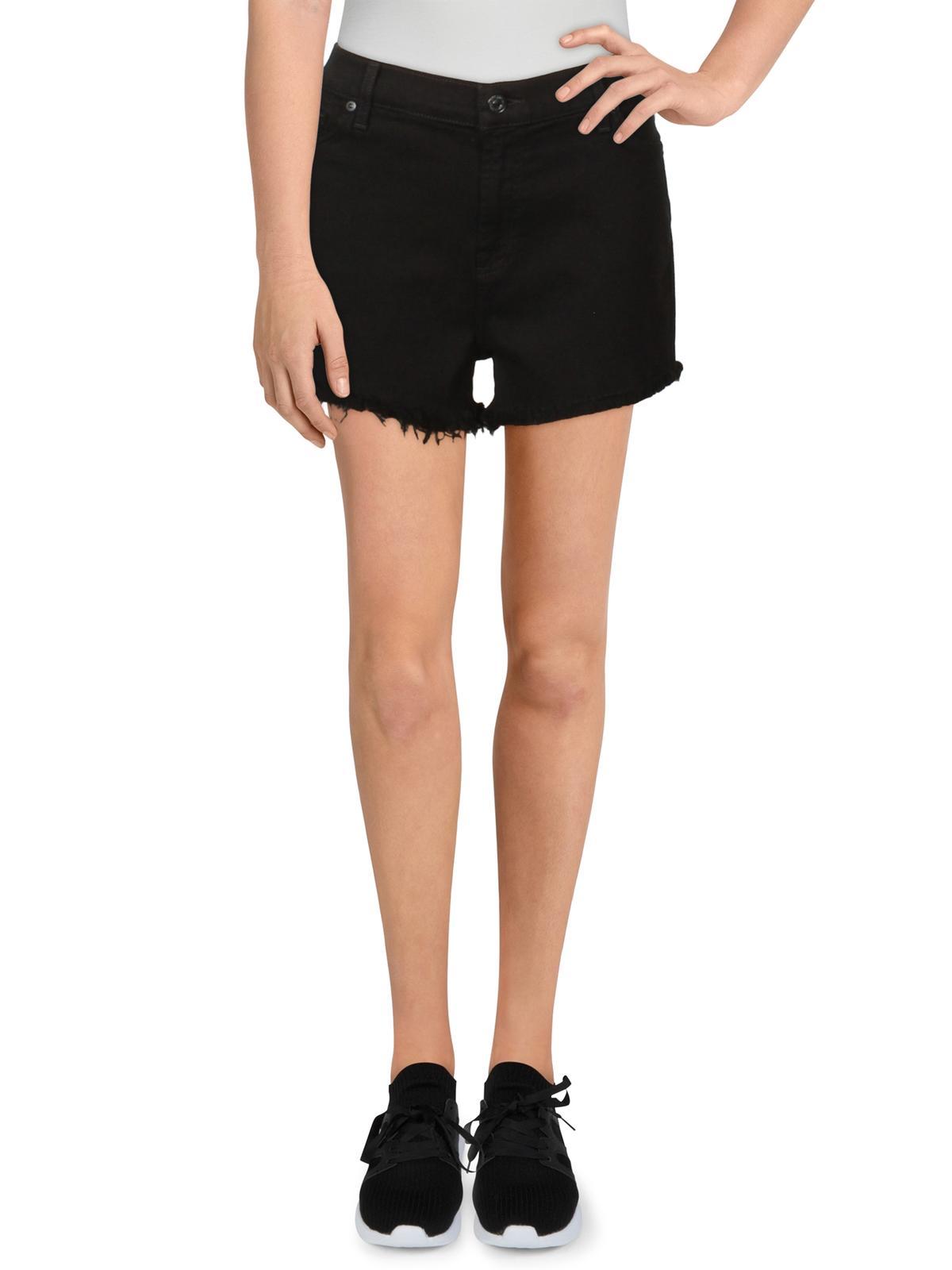 womens solid frayed hem cutoff shorts