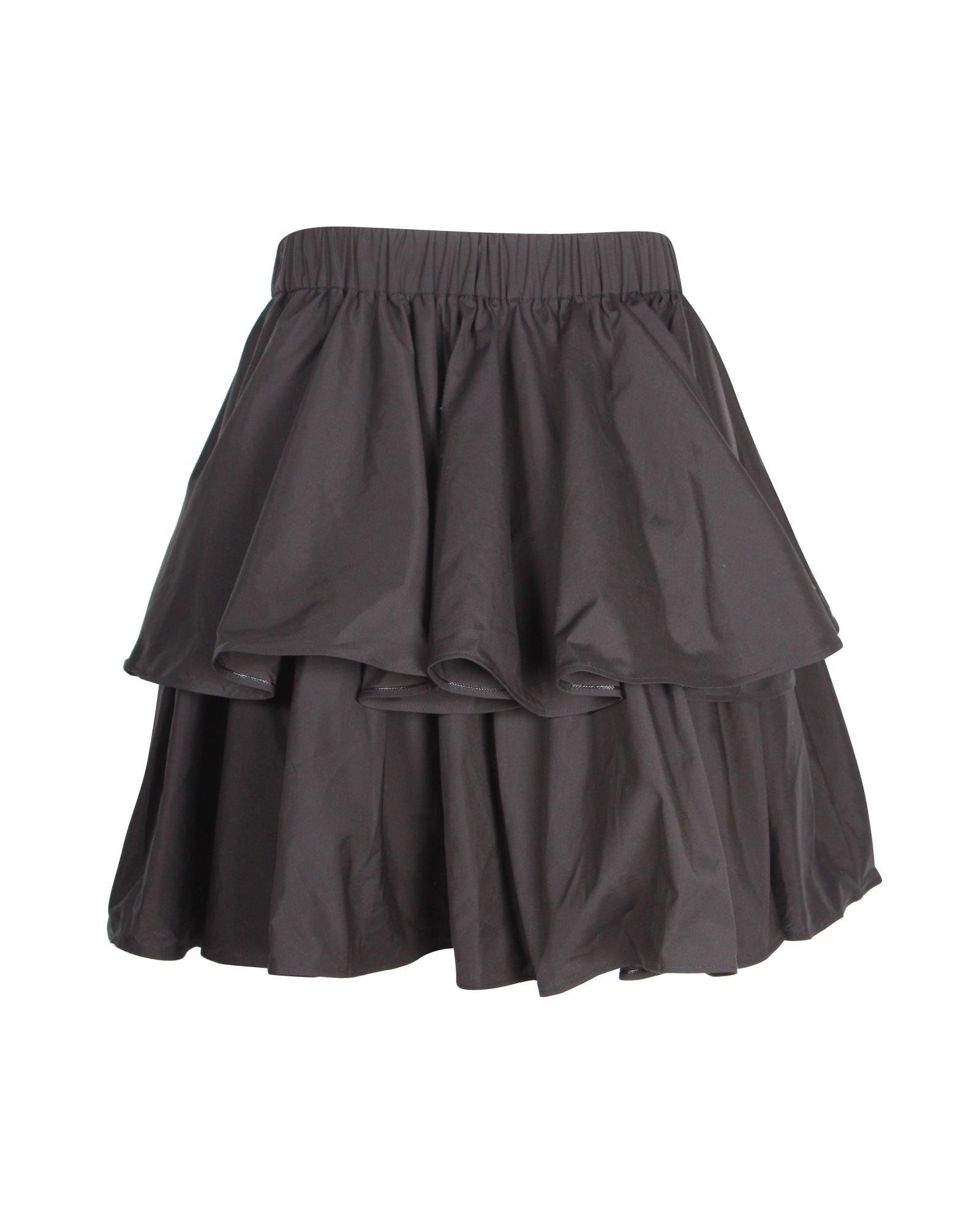 tiered skirt in black cotton