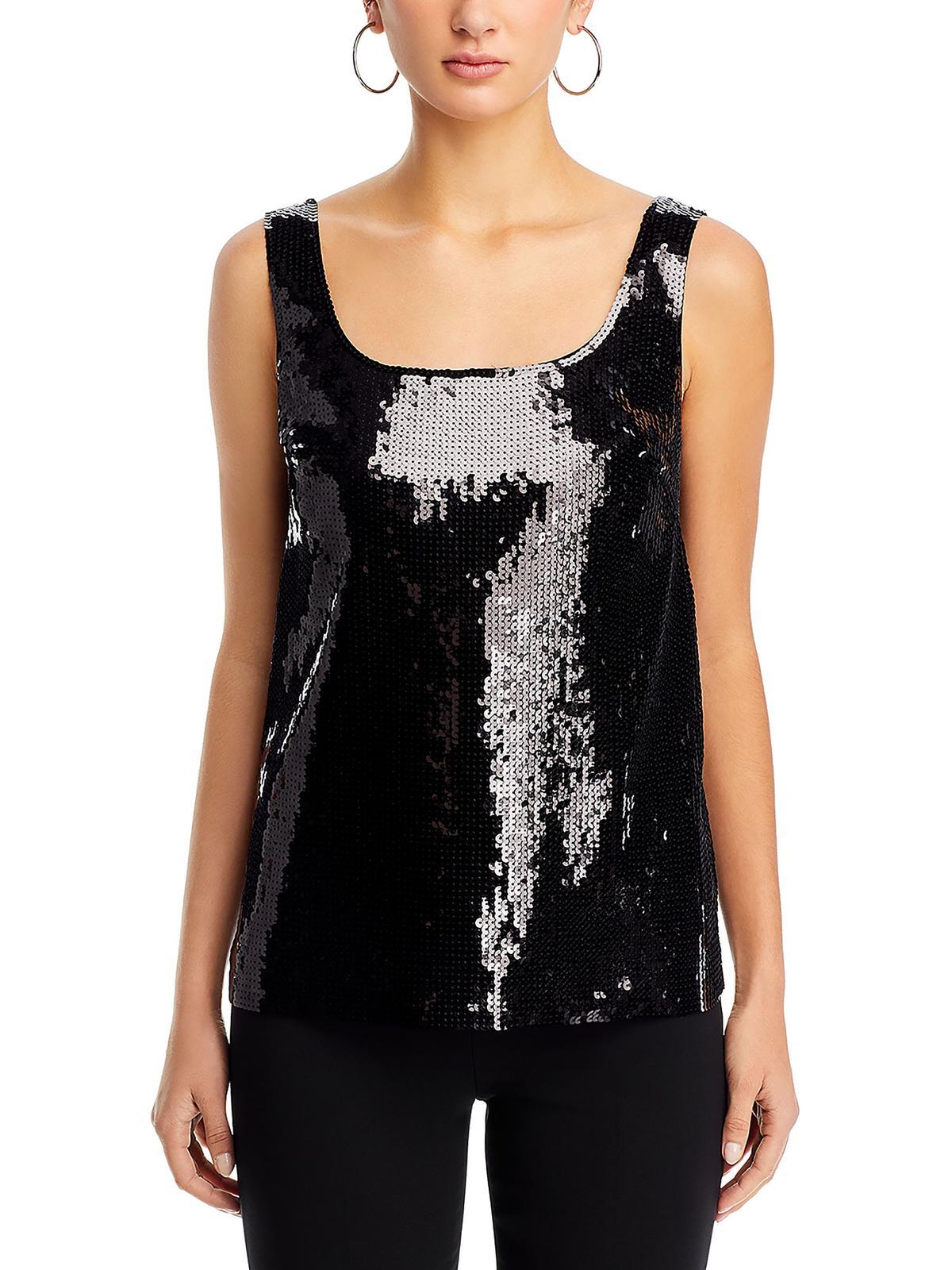 gillian womens sequined scoop neck tank top