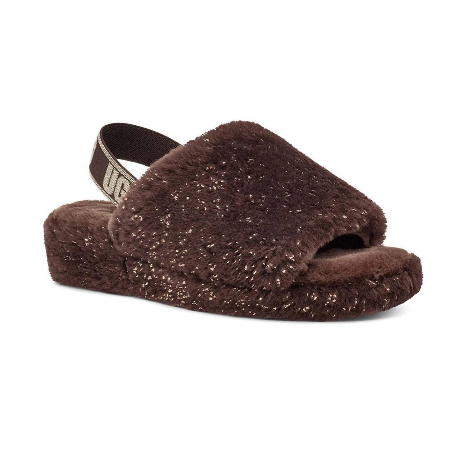 women's fluff yeah metallic sparkle sandal in burnt cedar