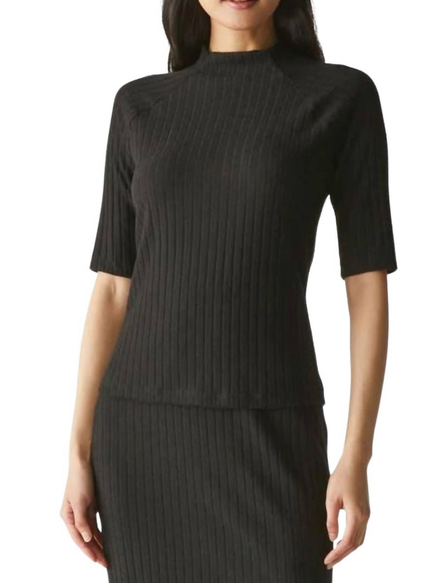 nadine luxe jasper elbow mock neck in black